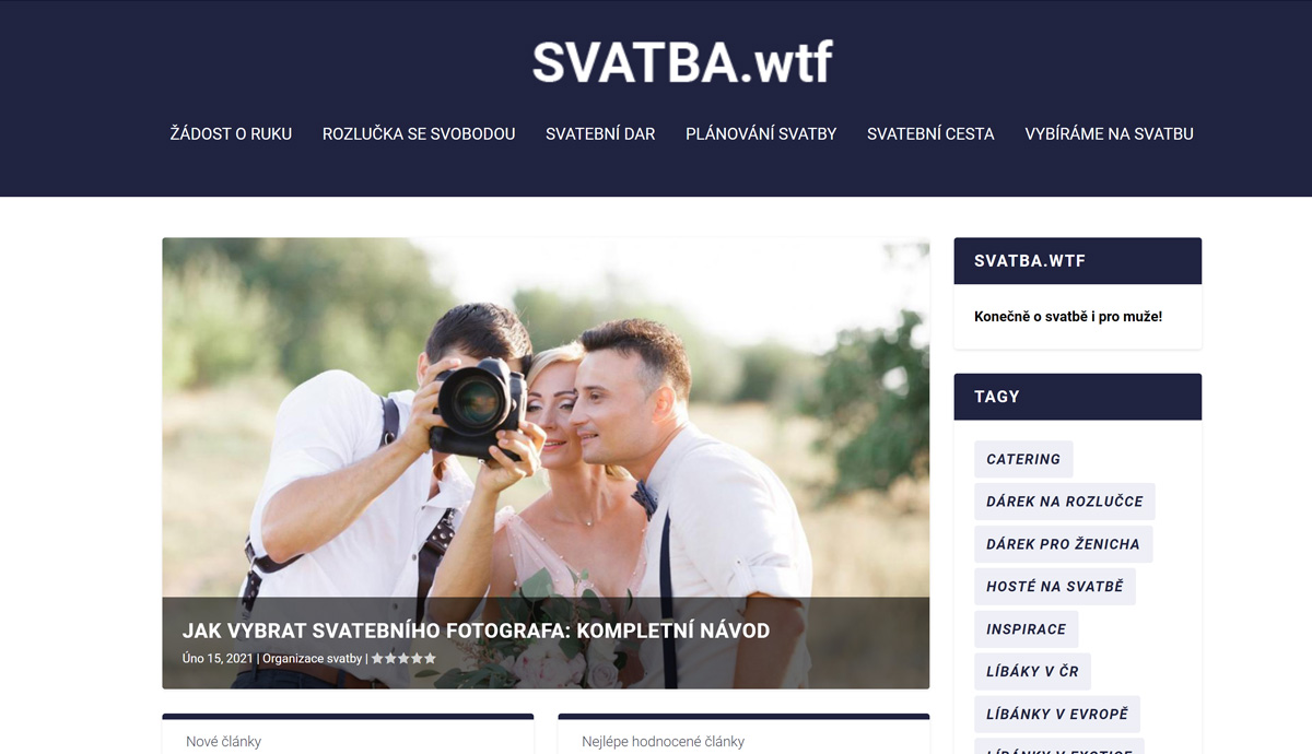 Svatba.cz PrtScr HP - obsahový web v portofliu Growly.cz